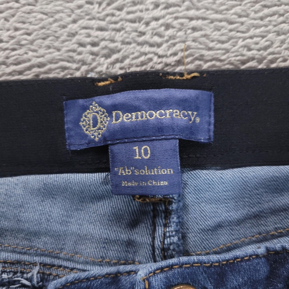 Democracy Jeans Womens 10 Blue Bootcut Mid Rise Distressed Ab Solution Stretch - Picture 3 of 9
